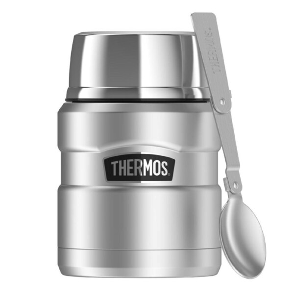 Thermos 470ml Food Jar With Spoon - Stainless Steel Silver