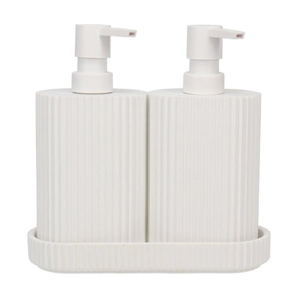 Eco Basics Wash Station Duo Soap Dispenser Resin Plastic Bathroom - White
