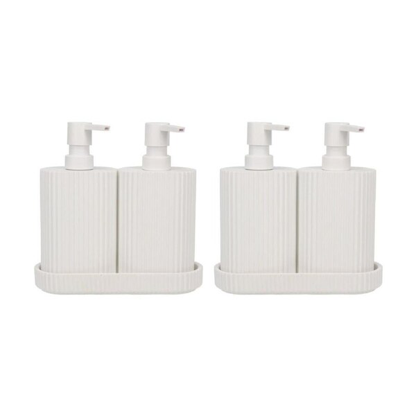 2PK Eco Basics Wash Station Duo Soap Dispenser Resin Plastic Bathroom - White