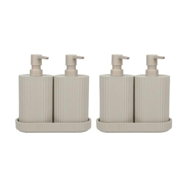 2PK Eco Basics Wash Station Duo Soap Dispenser Resin Plastic Bathroom - Taupe