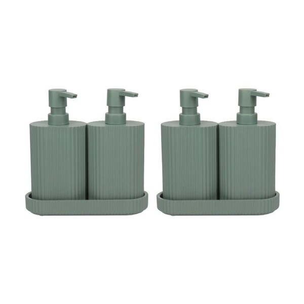 2PK Eco Basics Wash Station Duo Soap Dispenser Resin Plastic Bathroom - Green