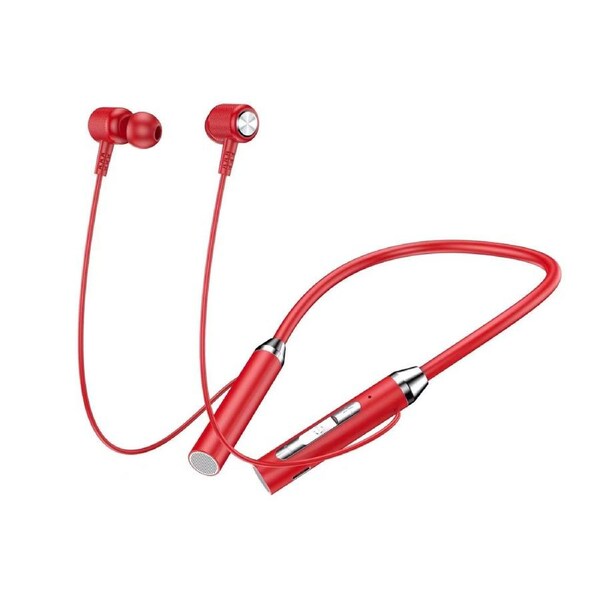 Bluetooth wireless headset neck hanging sports dual ear in neck hanging type with ultra long standby battery life G01-red