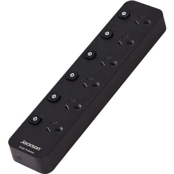 JACKSON 6 Outlet Switched Powerboard Surge Protected Jackson