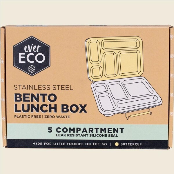 Ever Eco Stainless Steel 5 Compartment Bento Lunch Box Buttercup 1pc