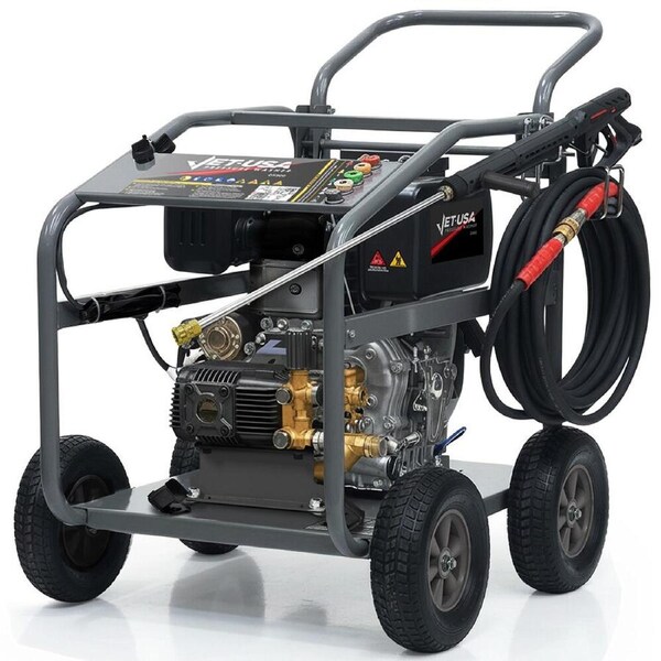 Jet-USA Commercial Diesel High-Pressure Washer Cleaner Electric Start 10hp 418cc, 15m Steel Braided Hose, Adjustable Triplex Pump - DX800