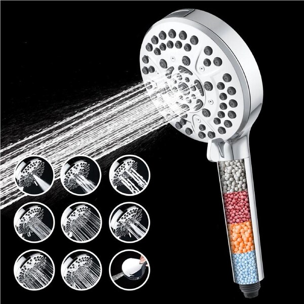 5" Filter Handheld Shower Head 8 MODE+Toilet Bidet Spray Function Chrome WELS