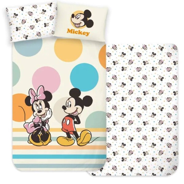 Disney Minnie Mouse and Mickey Mouse Kids Cotton Quilt Cover Set Toddler Bed Size