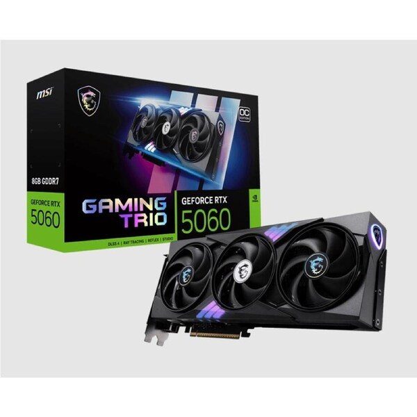 MSI nVidia GeForce RTX 5060 8G GAMING TRIO OC, PCI Express Gen 5 x16, Boost: 2625 MHz, CUDA 3840 Units, 8GB GDDR7, HDMI x 1