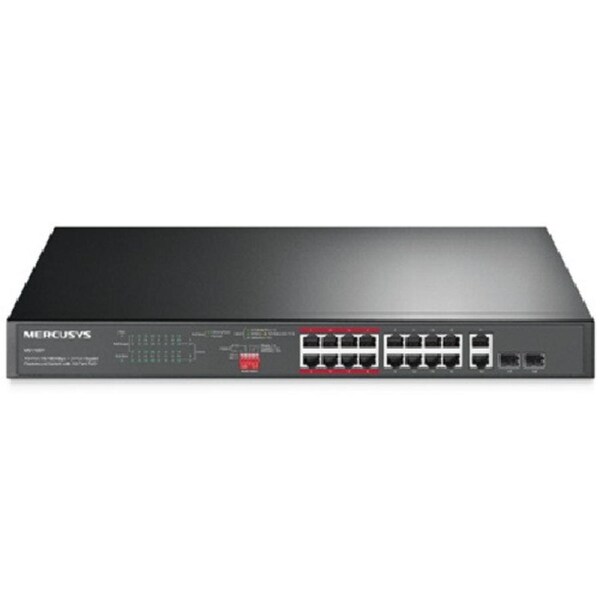 Mercusys MS118CP 16-Port 10/100Mbps + 2-Port Gigabit Rackmount Switch with 16-Port PoE+