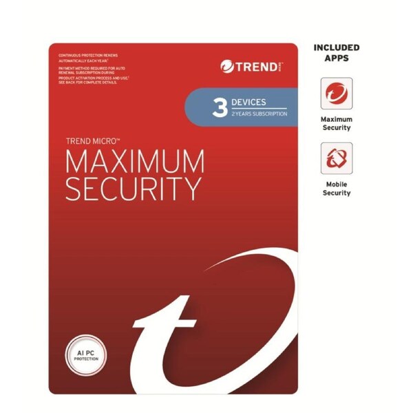 Trend Micro Maximum Security (3 Devices) 2 Year Retail Mini Box Auto Renew