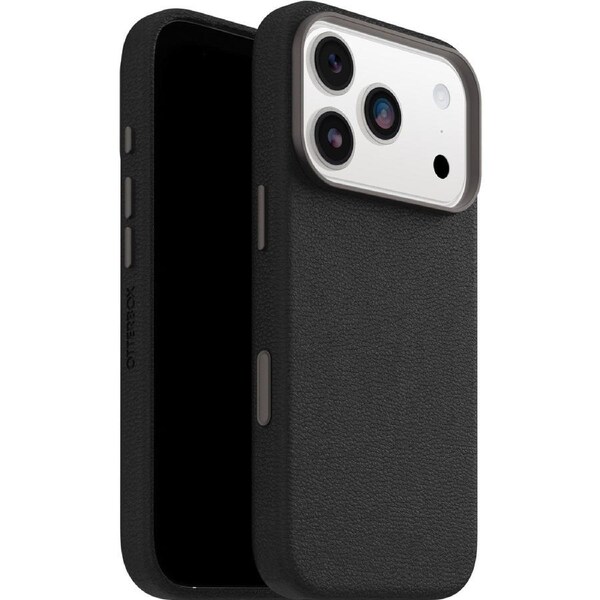 OtterBox Symmetry Cactus Leather MagSafe Apple iPhone 17 Pro (6.3') Noir Ash (Black) - (77-99045), DROP+ 3X Military Standard, 7 Years Warranty