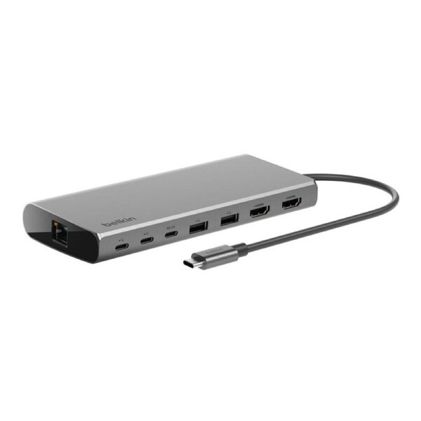 Belkin Connect Universal USB-C 8-in-1 Dual Display Core Hub - Space Grey (INC015btSGY-CZ), 100W PD, 10Gbps, 2x USB-C , 2x USB-A, 2 Years Warranty