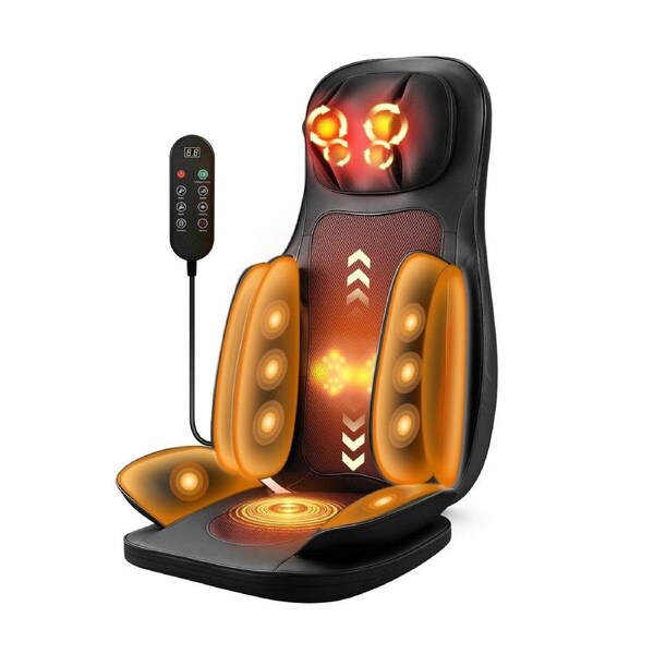 Full Body Massage Chair Cushion Massaging Seat Shiatsu Neck Back Massager Pad Heating Relax Rolling Kneading Vibration Electric Remote Pillow Homasa