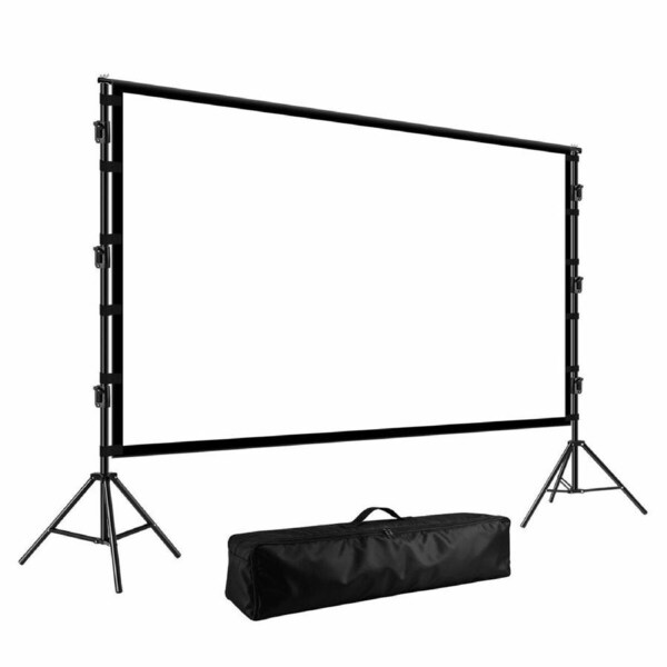 Projector Screen 100 Inch 16:9 Foldable Tripod Stands Portable Front Rear Projection Outdoor Home Cinema Theatre 4K Ultra HD TV Backyard Movie Night