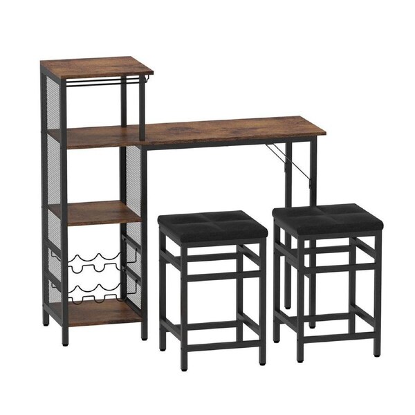 Bar Table and Stools Set Dining Desk Kitchen Chairs Cafe Pub For Home Cafe bar One table with two chairs