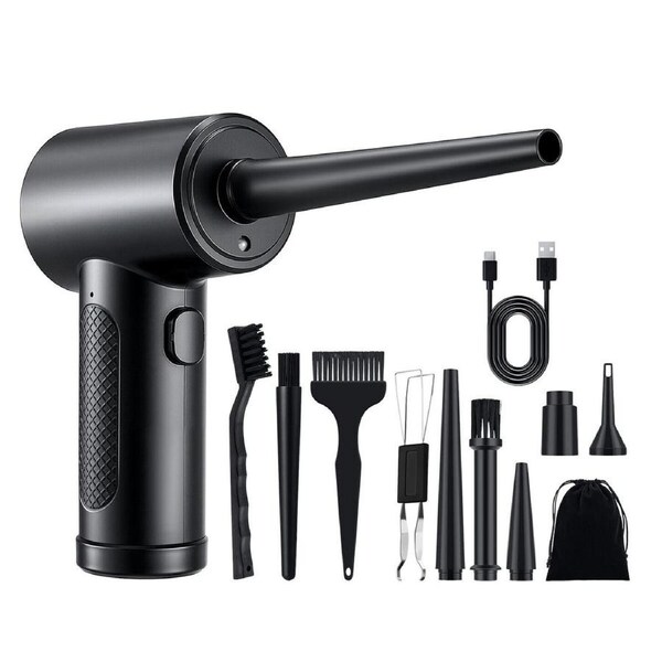 Electric Air Duster Blower Mini Cleaner Inflator Handheld Cordless Compressed Power Fan 3 Speed Lights Fast Charge Computer Keyboard Home Car Cleaning