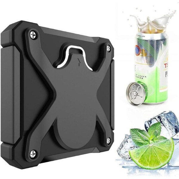 Beer Can Opener - 2 in 1 Magnetic Topless Soda Can Opener, Pop Can Top Remover Opener, Safety Easy Manual Multifunction Can Opener,Household Kitchen Bar Tool, Smooth Edge-Black