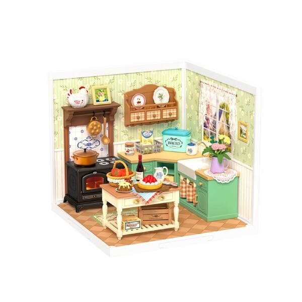 Rolife Farmhouse Kitchen DIY Miniature House - DW024 - Rustic 3D Miniature Kit with LED Lights for Adults