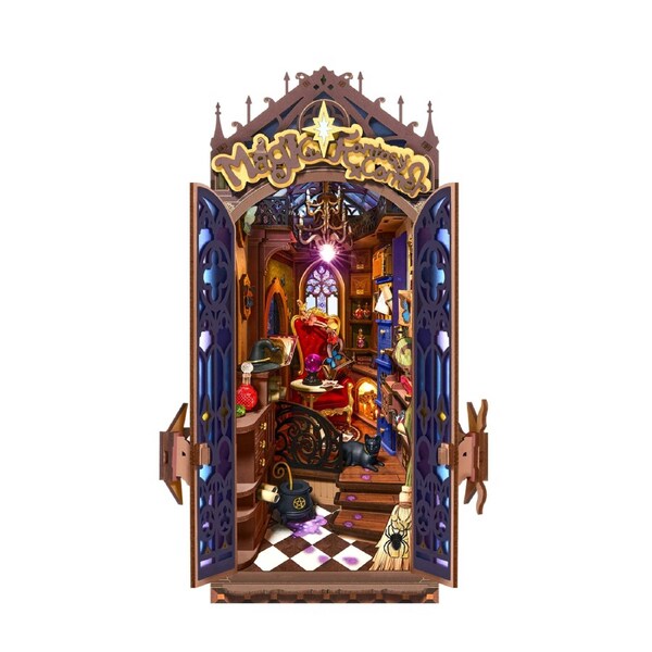 Rolife TGB14 Magic Fantasy Corner DIY Book Nook - 3D Miniature Shelf Insert with LED Lights for Bookshelves