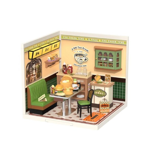 Rolife DW021 Hong Kong Bites Cafe Miniature Set - DIY Asian Street Food Dollhouse Bookshelf Decor