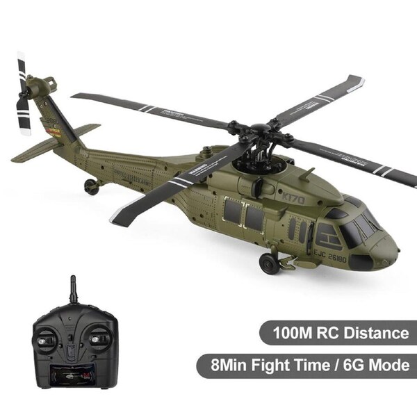 6-Axis 4CH Brushless Wltoys K170 RC Helicopter UH-60L Black Hawk Remote Control