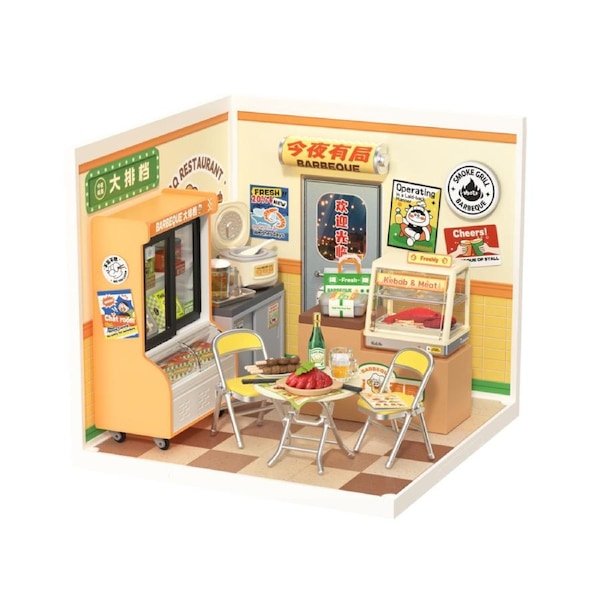 Rolife Night Out Food Stall DIY Miniature House - DW022 - 3D Street Food Scene with LED Lights