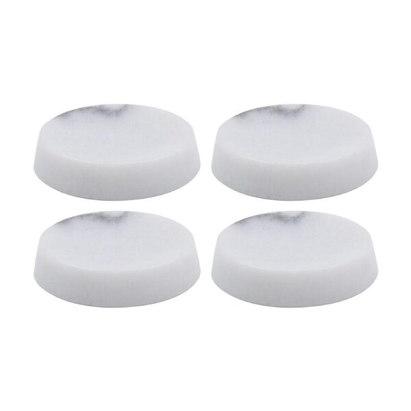 4PK NF Living Round Soap Dish 12x3cm Marble For Bathrooms - White