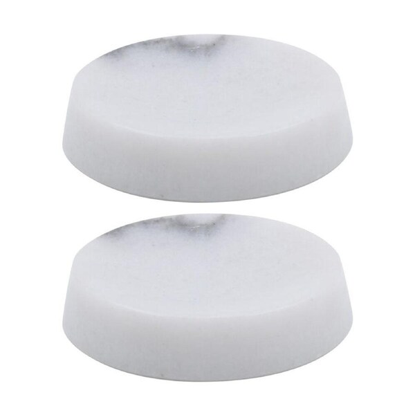 2PK NF Living Round Soap Dish 12x3cm Marble For Bathrooms - White