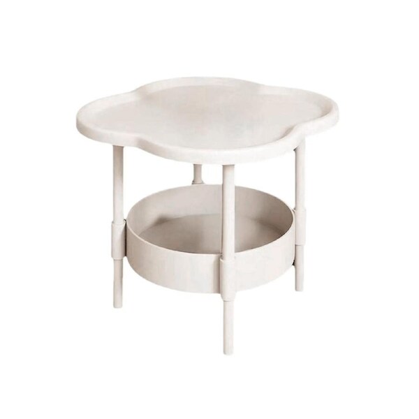 Modern Four Leaf Clover Small Side Table Plastic Sofa Side Table with Storage Shelves