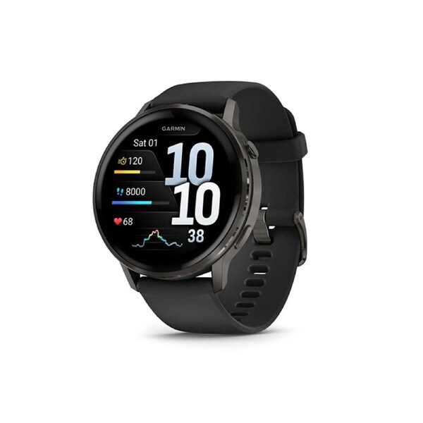 Garmin Venu 4 - 45 mm - Slate w/ Black Silicone Band (010-03014-00)