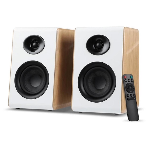 AIYIMA S600 100W Active Bookshelf Bluetooth Speakers - White