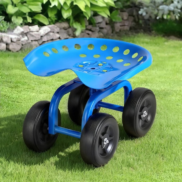 Gardeon Garden Seat 360 Swivel Rolling Adjustable Height Work Scooter Cart Wheels Heavy Duty 150kg