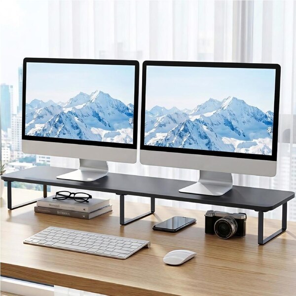 Artiss Dual Monitor Stand 100cm Riser Large Laptop Stand Desk Organiser Black