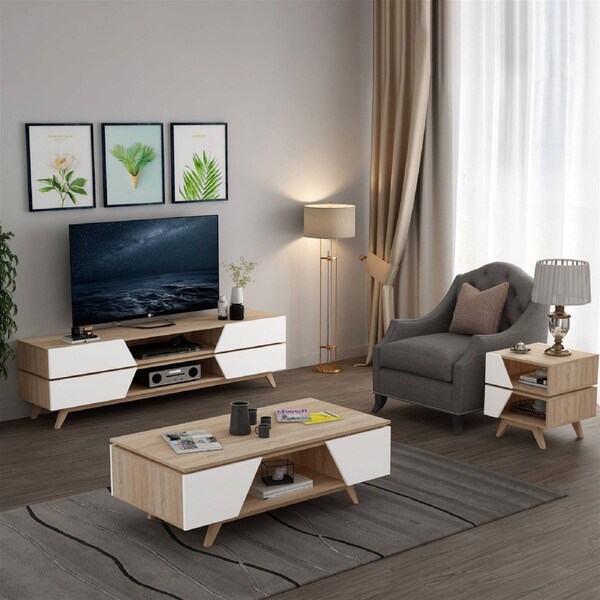Criterion NORDIC OAK Family Pack, TV unit, Coffee Table and End Table