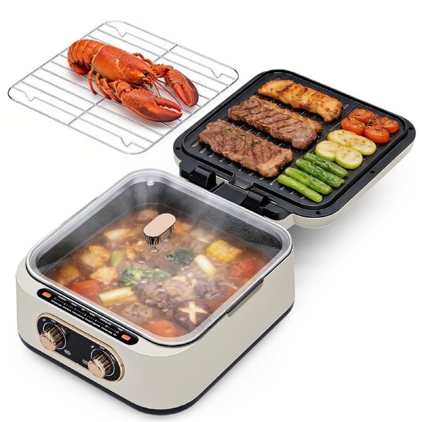 Advwin Electric Grill with Cooking Pot, Multifunctional Cooker