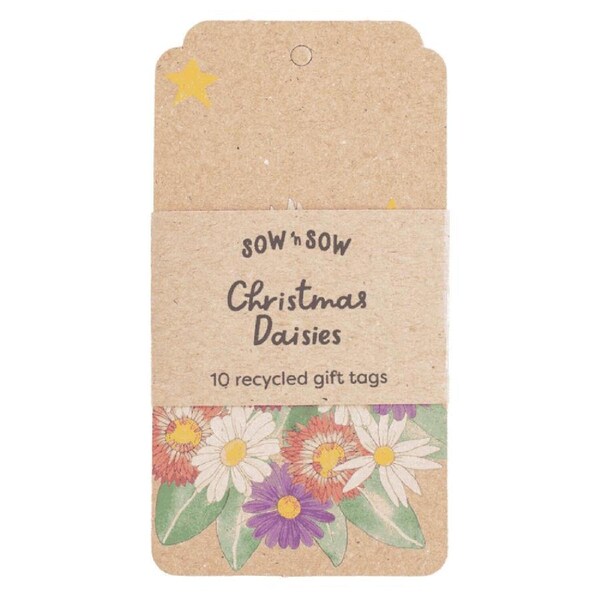 Christmas Daisies Gift Tag - 10 pack - Sow 'n Sow