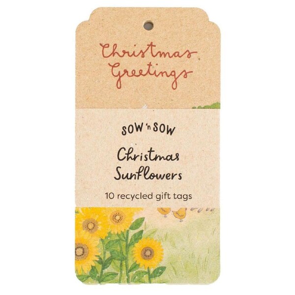 Christmas Sunflowers Gift Tag - 10 pack - Sow 'n Sow