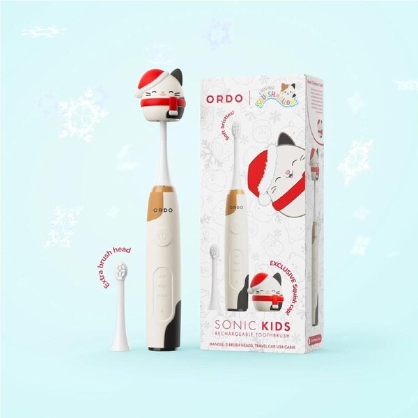 Christmas Gift - Squishmallows Sonic Kids Electric Toothbrush Christmas Cam - 3 Modes, Audio Feedback, Soft Bristles, USB-C Charging