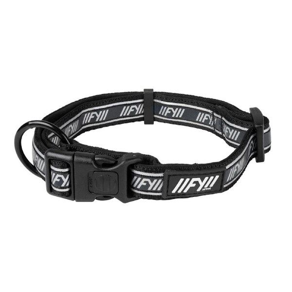 FuzzYard Active Dog Collar Black Medium 38-56cm Adjustable