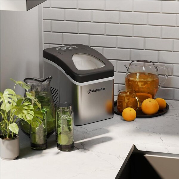 Westinghouse Ice Maker – 12kg, 1.3L, Portable Stainless Steel Countertop Machine