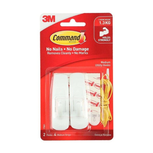 Command 17001 Medium Hooks 2-Pack - Box of 6