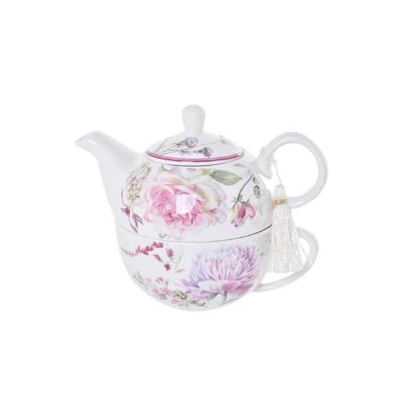 Gibson Gifts Roses & Dandelion Teapot - Teacup Drinkware Set w/Box - Brew herbals infusions - Hot Drinkware