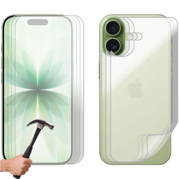 3 Set Tempered Glass Screen Protector for Apple iPhone 17 Front and Film Back Bulk