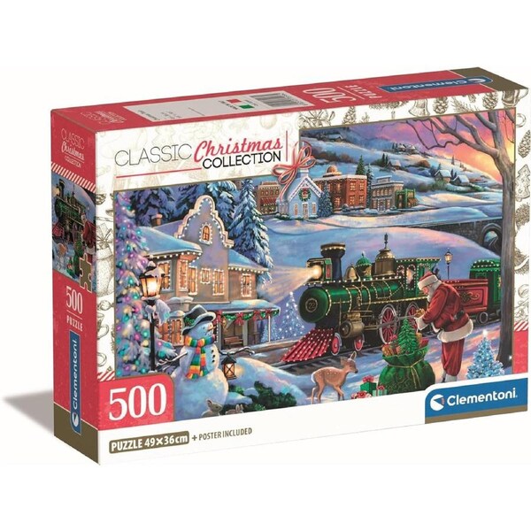 Clementoni Puzzle Christmas Train Poster Included 500 Pieces