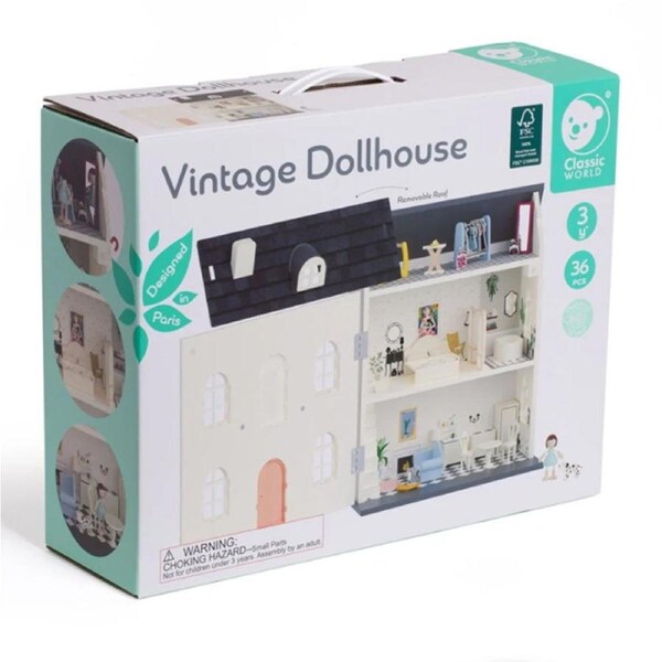 Classic World Vintage 3-Storey Dollhouse for Kids