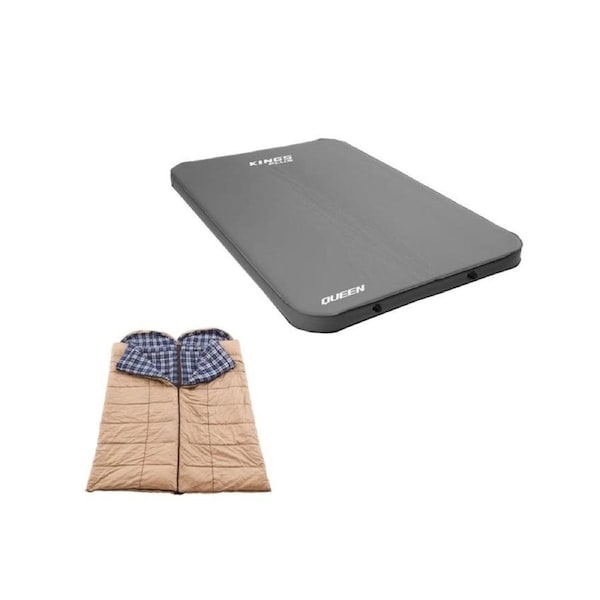 Premium Self-Inflating Mattress Queen Size+ Sleeping Bags Left + Right Zipper