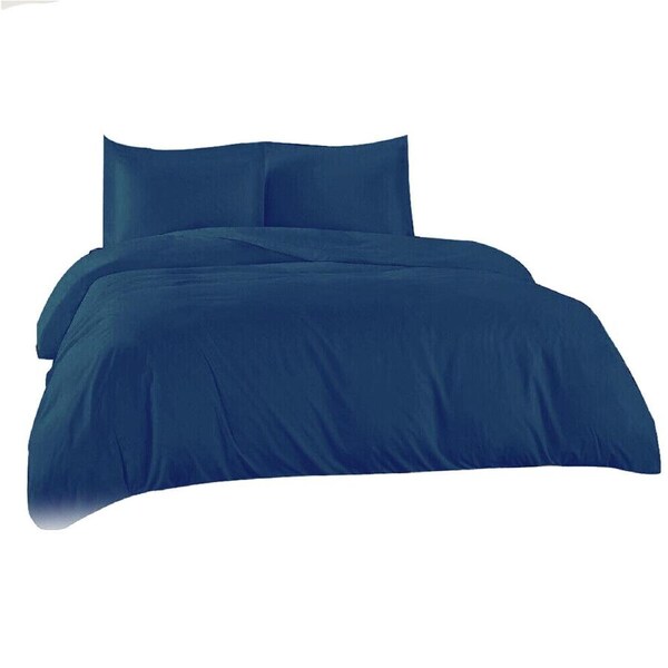 Ultra Soft Egyptian Cotton Doona Duvet Quilt Cover Set Pillowcase - Navy Queen