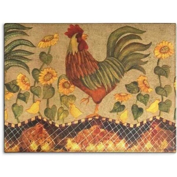 Non-Slip Home Kitchen Door Mat Machine Washable Home Floor Rug Carpet Runner - Rooster Farm 45 x 180cm