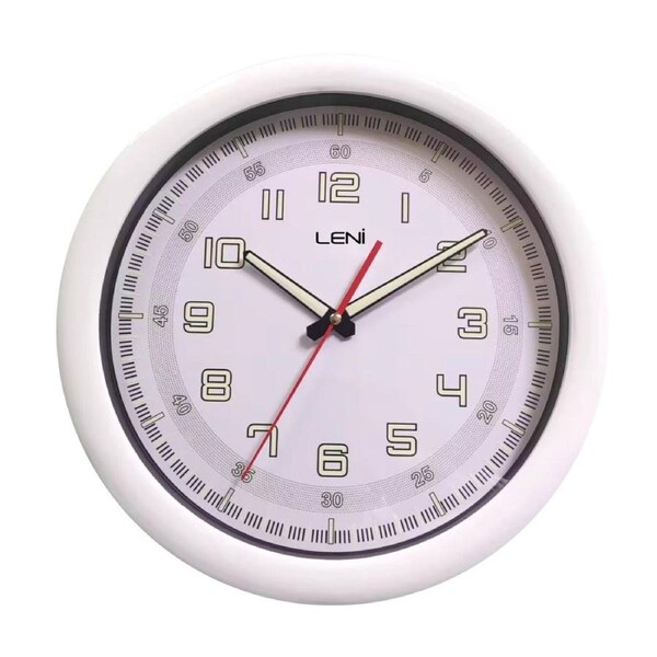 Leni Luminouis Analogue Wall Clock w/ Glow In The Dark Details White 32.5cm