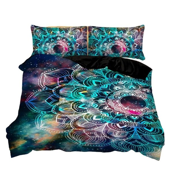 Green Mandala Soft Quilt Duvet Doona Cover Set Double Queen King Size Bedding King